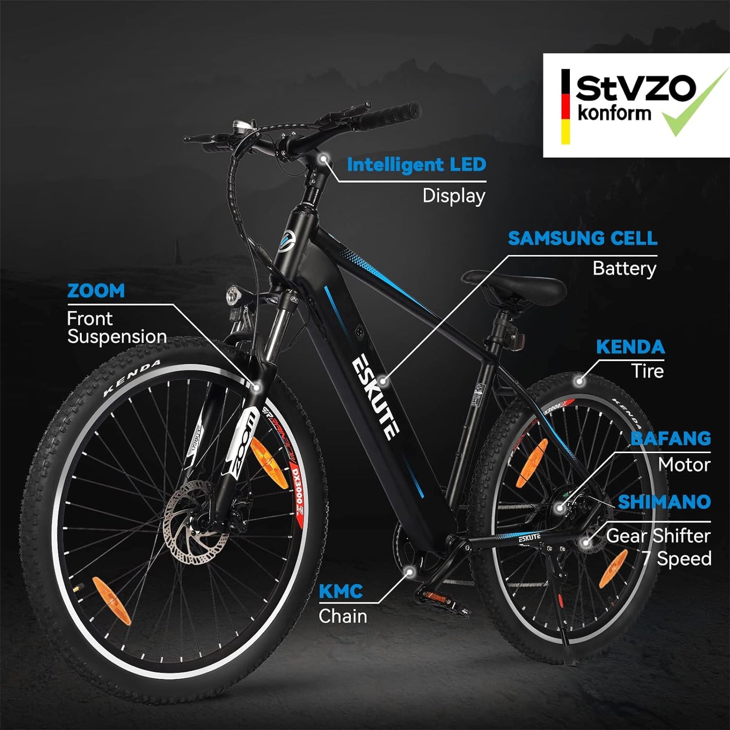 ESKUTE Netuno, 27.5 inch Electric Mountain Bike